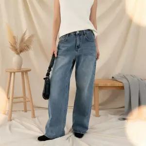 여성 와이드 워싱 데님 팬츠 캐주얼 바지 OOTD 루즈핏