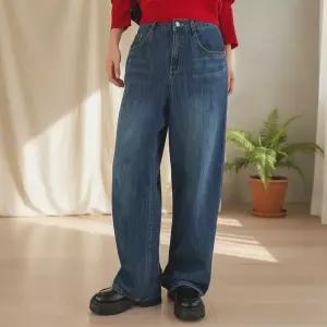 여성용 일자 와이드 데님 팬츠 바지 루즈핏 오버핏