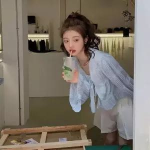 여사친 여름 카디건 자외선 차단 통기성 얇은 숏 톱 위에 의류를 걸치다 원픽2