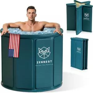 Zennest 접이식 휴대용 욕조 2-in-1 온수 및 냉수 급강하 105갤런 대용량 성인 6겹 단열 침지 - 공간