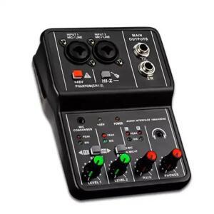 미니 USB 오디오 믹서 2채널 48V 팬텀 파워 BT 전문가용 휴대용 DJ 컨트롤러 녹음용