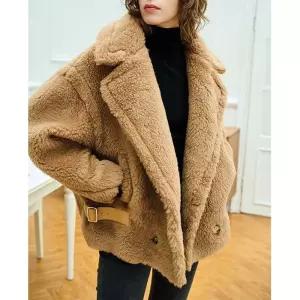 여자코트 양털 리얼 모피 일체형 코트 램스울 플리스 퍼 100% 원템1