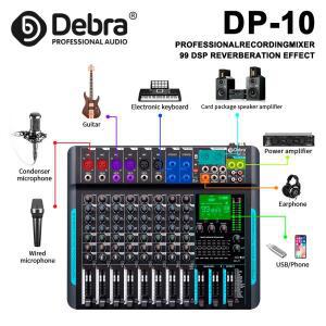 DP-10 프로페셔널 오디오 믹서, DJ 컨트롤러, 10채널 99 DSP 리버브 레코딩 블루컬러투스 5.0 지원, 스튜디
