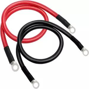 배터리 케이블 8 게이지 파워 인버터 와이어 세트 AWG-1피트 순수 구리 3/8인치 러그 단자 블랙 1개 레드