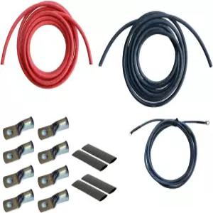 WindyNation 4 게이지 AWG 6피트 블랙 레드 파워 인버터 배터리 케이블 와이어 키트 DC-AC RV 자동차