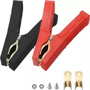 Linkstyle 2PCS 자동차 배터리 충전 클램프 500A 순수 구리 전원 교체용 악어 클립 헤비 듀티 점퍼 케이블