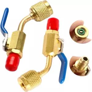 웰스 R454B R32 미니 분할 어댑터 키트 2PCS 냉매 1/4인치 암수 플레어 볼 밸브 호스 HVAC 황동 컴팩트