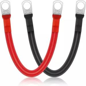 링크스타일 2PCS 2AWG 게이지 배터리 케이블 15cm/6인치 12V 구리 파워 인버터 리드 5/16인치 러그 링 단자