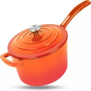 에나멜 주철 소스 팬 뚜껑이 있는 2쿼트 원형 냄비 파스타 요리용 미니 더치 오븐 마리네이트 냉장 및 서빙