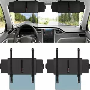 자동차용 2Pcs Sun Visor Extender 업그레이드된 편광 UV400 PC 렌즈 부착물 지퍼 슬라이더 포함 안전