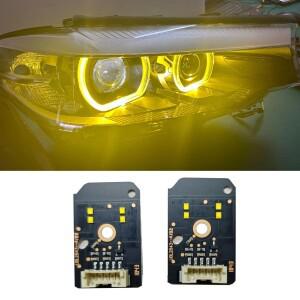 1쌍 헤드라이트 DRL LED 보드 천사 눈 반지 레몬 노란색 63117214934 BMW 2018 로우 버전