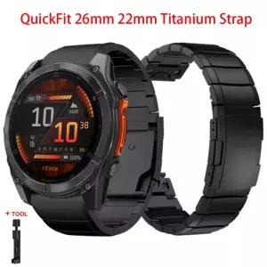 Garmin Fenix 8 E 47mm 7 7X 6 6X 5 5X Plus/Epix Pro/Tactix/MARQ 금속 시계 밴드용 QuickFit 티타늄
