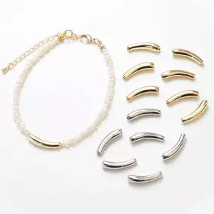 쥬얼리 제작 팔찌 목걸이에 대한 4 개 광택 달 스페이서 비즈 DIY 손으로 만든 황동 14k 골드 도금