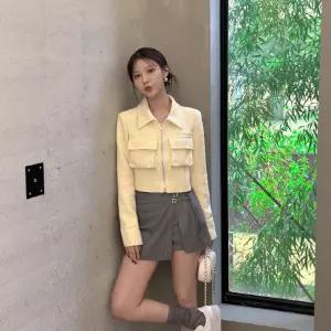 밴널스샵 여자 야구 쁘띠 쇼트 포켓 칼라 잠바 코트 집업 HO1