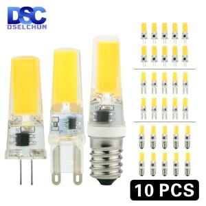 10 개세트 LED G4 G9 E14 3W 6W 전구 ACDC 12V 220V 램프 COB 스포트라이트 샹들리에 조명 교체 할로겐