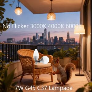 5팩 7W G45 C37 램프 LED E14 전구 AC 220V 110V 미니 소형 무플리커 3000K 차가운 조명 주광색