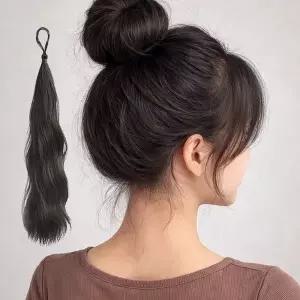 똥머리 올림머리 웨이브 묶음머리 부분 가발 머리끈