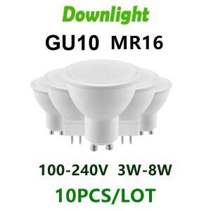 10PCS LED 스포트라이트 GU10 MR16 GU5.3 AC220V AC110V 3W-8W 38 120 학위  루멘  흰색 빛 교체 50W 100W