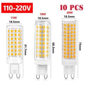 10pcs 깜박임 없음 G9 9W 25W LED 전구 3000k AC110220V 2835 옥수수 빛 136 led 샹들리에 교체 100w 할로