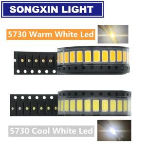 100개 56305730-CWWW 0.5W-150Ma 50-55lm 6500K 백색광 SMD 5730 LED 다이오드3.23.4V