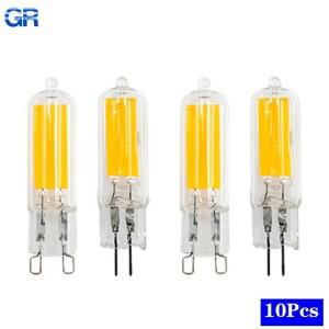 10 개세트  밝은 G9 LED 램프 G4 AC 220V 6W 9W 유리 COB Led 전구 차가운 흰색 스포트라이트 할로겐 빛 교