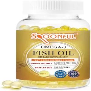 스푼풀 미니 3 피쉬 오일 iFOS 회 제공량당 290mg 소프트젤 펄 20개 삼키기 쉬운 작은 캡슐 산