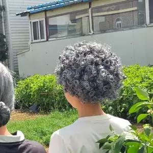 곱슬머리 가발 할머니 곱슬 복고풍 파티 여성 연극 가발헤
