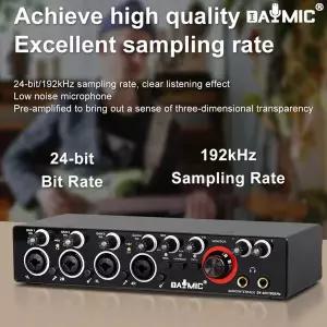 DAYMIC 프로페셔널 24비트 192kHz 4채널 오디오 인터페이스 USB 사운드 카드 라이브 레코딩 솔로용