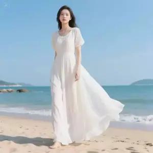 앤트맨 여성용 원피스 슬림핏 쉬폰 바캉스 롱스커트 앵클 OPH1