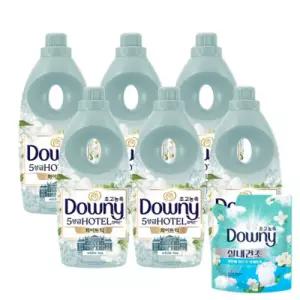 다우니 섬유유연제 화이트티 1L 6개 + 실내건조 프레시클린 200ml 1개 증정