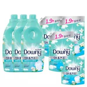 다우니 실내건조 프레시 클린 세트 (1L 3개 + 1.35L 리필 3개) + 실내건조 프레시클린 200ml 1개 증정