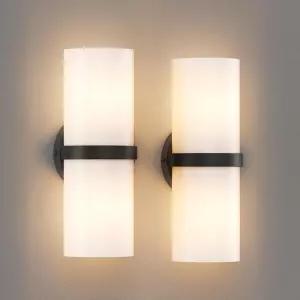 Aipsun 블랙 LED 벽 스콘스 세트 욕실 거실 침실 복도 따뜻한 흰색 3000K G9 전구 포함 실내 유선 연결