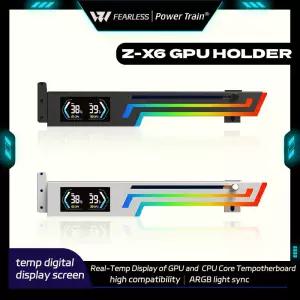 파워 트레인 Z-X6 ARGB 스마트 온도 표시 GPU 및 CPU 코어 5V 3핀 높이 조절 가능 컴퓨터 그래픽 카드 VGA
