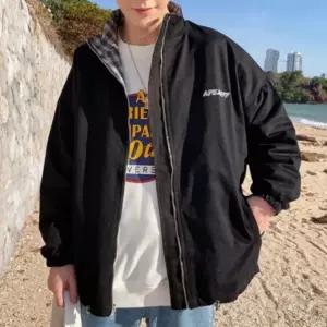 리버시블 바람막이 남성 캐주얼 자켓 체크 양면 자켓 방풍 아우터 간절기 데일리 점퍼