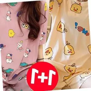 홈웨어 파자마 상하의 투피스 귀여운 동물 프린팅 면 소재 통풍 시원한 여름철