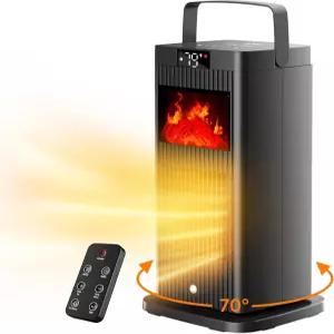 실내용 침실 사무실 책상 차고를 위한 1500W 진동 전기 PTC 세라믹 ECO 모드 온도 조절 히터 벽난로 불꽃