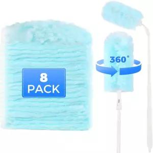 확장 가능한 손잡이 360 정전기 먼지 제거 도구 천장/팬/가구 청소 각도 조절 8팩 리필 다중 브랜드 헤드와