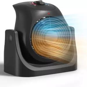 2 in 1 히터 팬 콤보 휴대용 우주 냉각 책상 공기 순환기 45 기울기 풍속 1500W 과열 보호 개인 소형 홈