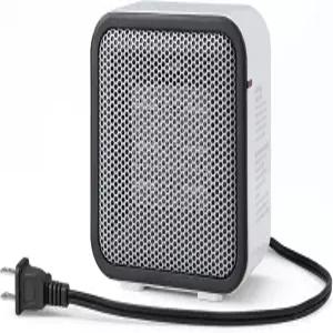 아마존 베이직 세라믹 우주 히터 사무실 책상용 휴대용 미니 500W 팁 오버 보호 기능 경량 1.4파운드 흰색