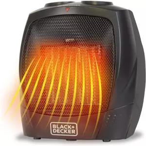 BLACK+DECKER 개인용 세라믹 히터 사무실 책상용 공간 홈 오피스 및 2개의 열 팬 전용 설정 조절 가능한