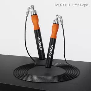 MOGOLD 금속 와이어 줄넘기 ？ 검정색 미끄럼 방지 손잡이 고품질 및 내구성 전문 피트니스 체중 감량 로프