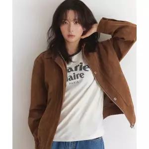 MARIE CLAIRE 절개 라인 스웨이드 블루종 점퍼(MAGAJP01MBR)