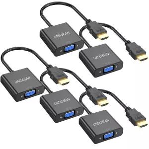 컴퓨터 데스크탑 노트북 PC 모니터 프로젝터 HDTV Roku Xbox 등을 위한 ULEGAN HDMI-VGA 어댑터 5팩