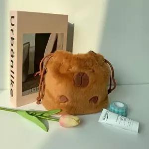 카피바라 복주머니 스트링 파우치 미니 핸드백 화장품 이너 가방 대용량파우치