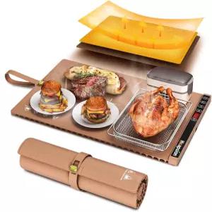 힙시온 푸드 워밍 매트 6단계 온도 5시간 타이머가 장착된 전기 플레이트 15인치 롤업 휴대용 워밍업