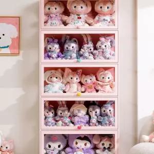 아크릴 투명 인형 핑크 3문 장식장 쇼케이스 70cm 진열장 보관함