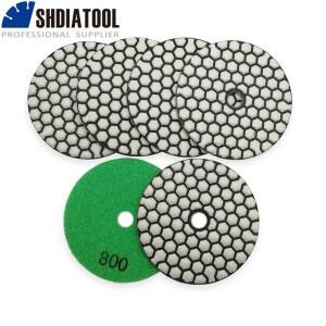 SHDIATOOL 다이아몬드 건식 연마 패드 그릿 800 화강암 대리석 세라믹 유연한 샌딩  스톤 폴리셔 7 개 4 인