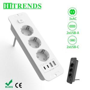 호환 EU 테이블 상단 매립형 소켓 2개의 USB 2 유형 C PD20W가 포함된 소켓 내장형 데스크탑 가구용 전원 콘센트