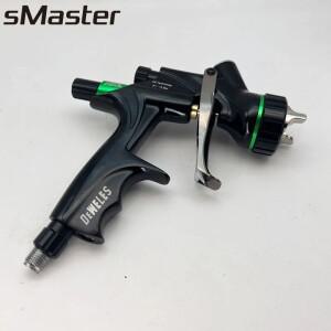 SMaster 블랙 스프레이건 프로 라이트 스테인레스 스틸 깍지 에어 NVE, 자동차 페인트 수성 바니시, 1.3mm