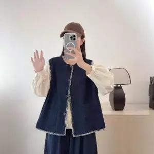 EAMT 가을 여자 청 조끼 야상 레이어드 싱글 YJ3